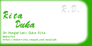 rita duka business card